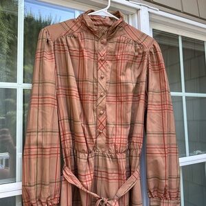 70s Sears Long Sleeve plaid Groovy Hippie VTG Size 18 new w/ tags